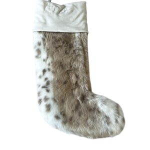 Restoration Hardware Faux Fur Animal Print HOPE Christmas Stocking